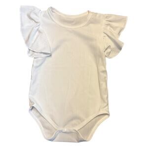 Girls White Flutter Sleeve Bodysuit Size 100CM or 3T/4T